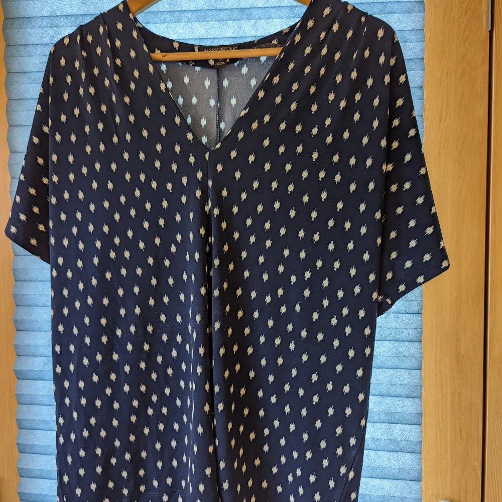 Banana Republic Matte Jersey Pleated Top - Navy